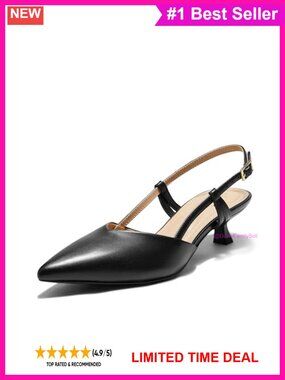 Slingback Kitten Heels Closed Toe Pointed Toe Low Pump Dress Work Bridal Heel